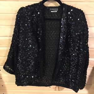 Toppets By A Brod Open Front Sequin  Top